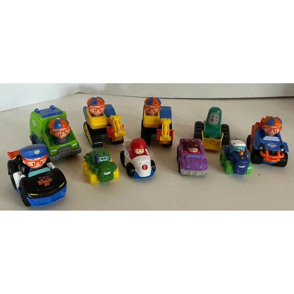 Blippi Toy Vehicle Lot Mini Cars Construction Trucks Excavator Police Car Set